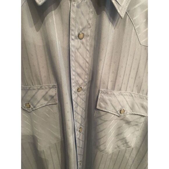 Wrangler Mens Large Vintage 90s Long Sleeve Pearl Snap Shirt Blue Diamond Print - Picture 2 of 7